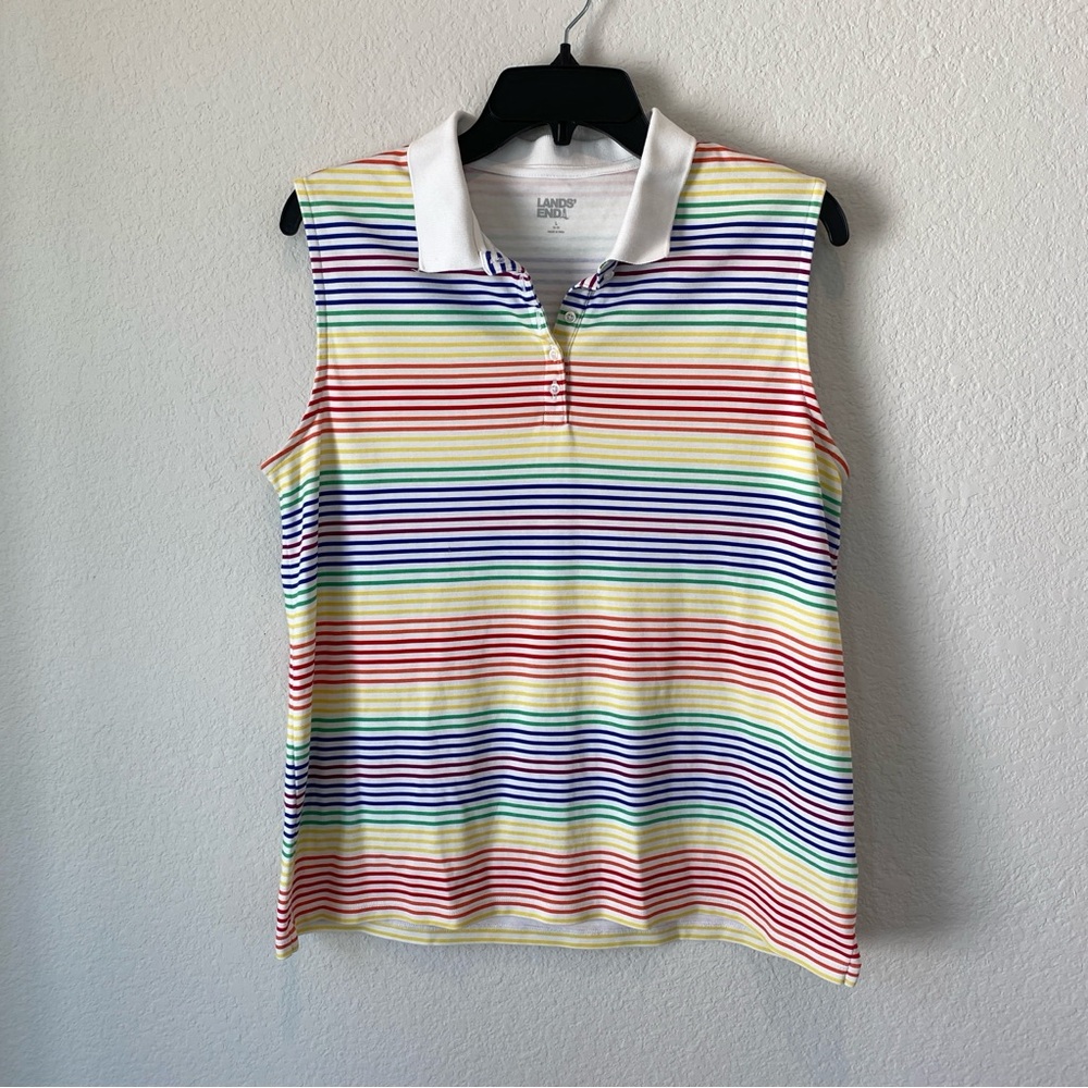 Lands’ End Women’s Rainbow Striped Top Size Large